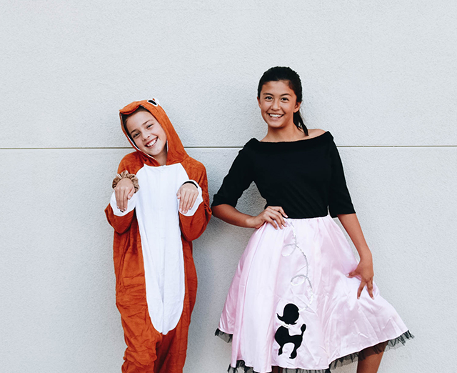 Kids in costumes for Halloween